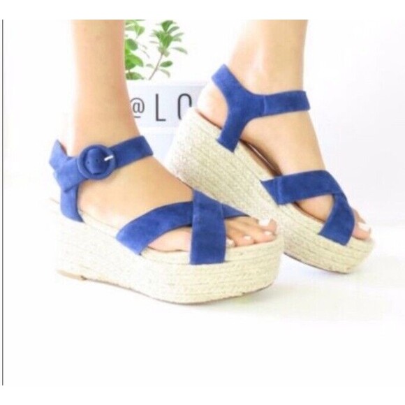 Halogen Emery Platform Espadrille Sandal In Navy Suede Women's Size 9 New - Picture 6 of 9